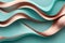 Graceful Turquoise Rose Gold Wave Design, AI Generated