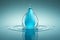 Graceful Water Droplet on Light Blue Background: A Serene Capture.