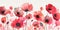 Graceful Watercolor Poppies for Wall Art or Stationery in Peppermint Colors.