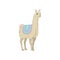 Graceful white llama alpaca animal in ornamented poncho vector Illustration on a white background