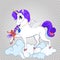 Graceful white unicorn on clouds isolated on transparent background