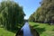 Gracht or canal in Friedrichstadt, the beautiful town and travel destination in northern Germany founded by Dutch settlers, copy