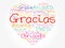 Gracias (Thank You in Spanish) love heart Word Cloud