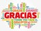 Gracias (Thank You in Spanish) Word Cloud background, all languages, multilingual for education or thanksgiving day