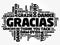Gracias (Thank You in Spanish) Word Cloud background, all languages, multilingual for education or thanksgiving day