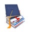 Grad hat and diploma