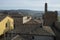 Gradara city view from medieval fortress walls, Italy