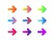 Gradient arrow button. Colored sign of navigation. Isolated arrows with shadows. Elements for web or application