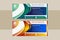 Gradient blue, green and gold horizontal business banner vector templates