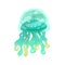 Gradient bright medusa isolated on white background. Marine transparent jellyfish with blurry shape. Flat vector cartoon