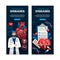 Gradient cardiovascular disease vertical banner template set