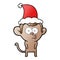 gradient cartoon of a hooting monkey wearing santa hat