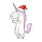 Gradient cartoon of a unicorn wearing santa hat