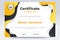 Gradient Certificate of completion template. Yellow and black color tone