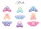 Gradient collection of moth, decorative style. Modern abstract butterflies, vector illustration