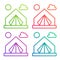 Gradient color line icon tent. Camping vector logo.