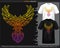 Gradient Colorful Phoenix bird mandala arts isolated on black and white t shirt