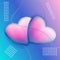 Gradient couple heart shapes. Vector stock illustration with bright futuristic colorful background with 3D realistic. Liquid love