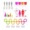 Gradient flat infographic element people, diagrams, rectangles with text, circles elements