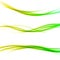 Gradient fresh energy header lines collection. Three minimalistic bright elegant smooth smoke dividers. Yellow to green swoosh wa