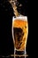 gradient full drink background cold bubble beer splash alcohol foam glass. Generative AI.