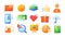 Gradient glass morphism icons. Modern app symbols with blur effect. Colorful and transparent website elements. Interface