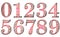 Gradient grunge numerals.Coarse numbers on white background.