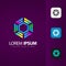 Gradient Hexagonal Spin Logo Design Vector Premium Template