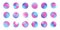 Gradient neon blue pink liquid color circles. Vector holographic iridescent color texture background