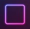 Gradient neon square, blue-pink glowing border isolated on a dark background. Colorful night banner