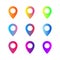 Gradient pointers isolated. Point on map. Colorful markers for application or navigation