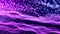 Gradient purple background with oscillating luminous particles forming wavy surface.