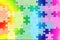 Gradient rainbow background, contrasting colors, puzzle effect