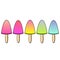 Gradient rainbow Ice Cream logo frozen fruit stick. Summer seasons fruits food dessert vector version illustration icon. Hand draw