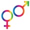 Gradient rainbow male female symbols