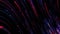 Gradient red and blue neon digital line strips flowing on black background. 4K 3D Seamless loop futuristic data flow background