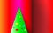 Gradient red Christmas background with green tree and ornaments from Tree balls. Multicolored for New Years. Vector illustration f