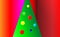 Gradient red Christmas background with green tree and ornaments from Tree balls. Multicolored for New Years. Vector illustration f