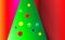 Gradient red Christmas background with green tree and ornaments from Tree balls. Multicolored for New Years. Vector illustration f