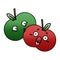 gradient shaded cartoon pair of apples