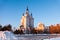 Grado-Khabarovsk Cathedral of the Assumption of the Mother of God on Komsomolskaya Square in Khabarovsk in winter