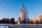 Grado-Khabarovsk Cathedral of the Assumption of the Mother of God on Komsomolskaya Square in Khabarovsk in winter