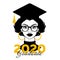 Graduate 2020. Graduation 2020. Senior 2020. Class of 2020. Black woman. Ð’lack girl in a graduation cap. College graduation. High