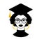 Graduate 2020. Graduation 2020. Senior 2020. Class of 2020. Black woman. Ð’lack girl in a graduation cap and glasses. College
