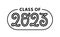 Graduate 2023. Class of 2023. Lettering logo stamp. Graduate design yearbook. Vector illustration.