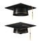 Graduate black academic cap set, realistic style