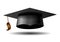 Graduate cap on white background