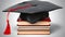 Graduate college, high school or university cap. Graduation hat of degree ceremony