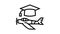 graduate flight school line icon animation