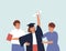 Graduate in graduation gown and cap with parents close-up